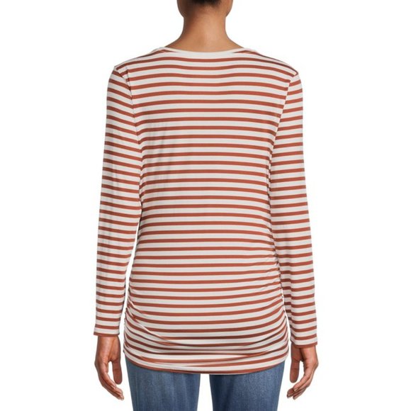 Lightweight Maternity Long Sleeve T-Shirt, cinnamon striped - Picture 2 of 5